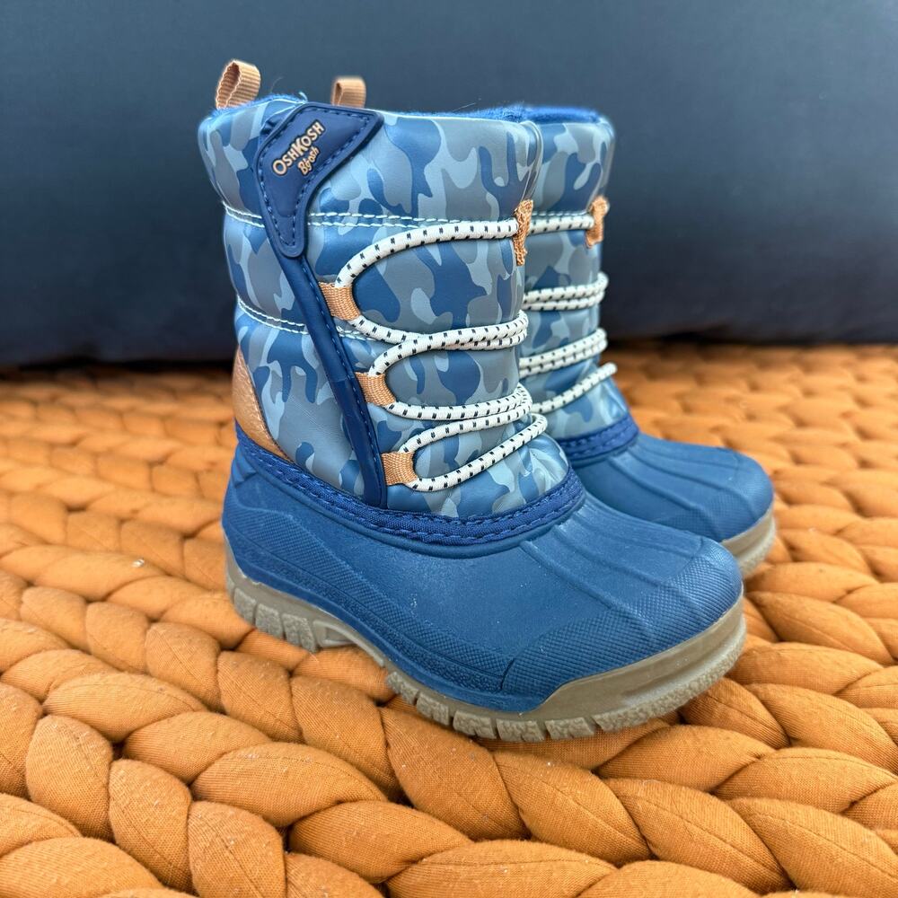 OshKosh B'Gosh Wilder Winter Snow Boots Toddler Boys Size 5 Blue Camo OF21R01B